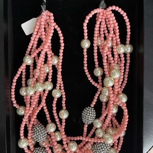 Heidi Daus Coral and White Necklace Statement Jewelry